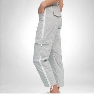 Sanctuary x Anthropologie Terrain Cropped Utility Pants Striped Gray+White SZ 27